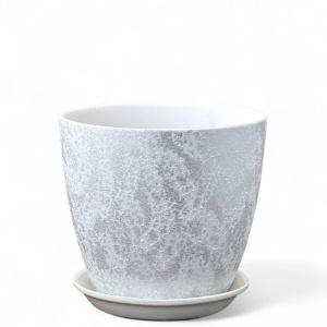 Горшок Роспись бутон шелк белый 12см 1л купить