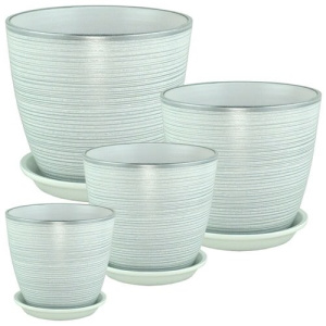 Горшок роспись бутон бел/серебро 5.4л 21см купить