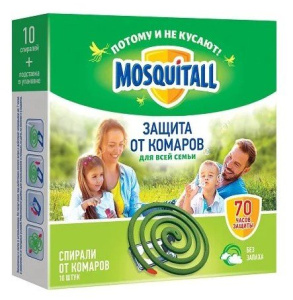 Спирали MOSQUITALL 3В "Защита для всей семьи" 10шт купить