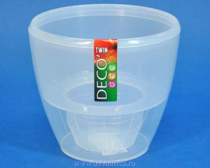 Кашпо DECO TWIN 1.5л прозр.  купить