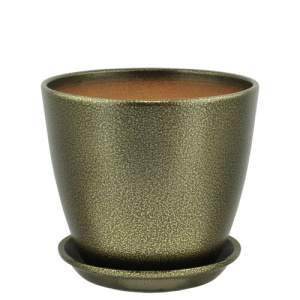 Горшок Глянец бутон мет.черн/зол.15см 2л купить