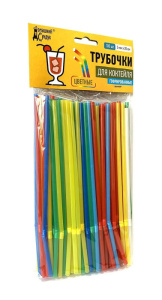 Трубочки для коктейля 5мм*20см "ЦВЕТНЫЕ" гофр. 100шт купить