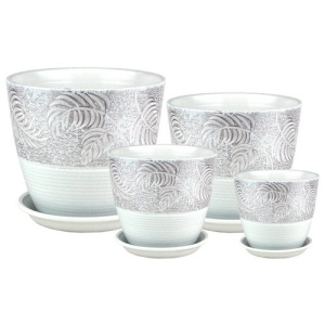 Горшок Роспись бутон палеолит серый 5.4л 21см  купить