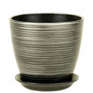 Горшок Роспись бутон черн/серебро 3.8л 18см  купить