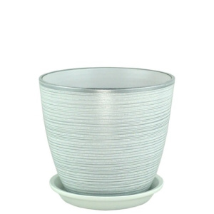 Горшок Роспись бутон бел/серебро 1л 12см купить