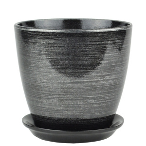 Горшок Роспись бутон черн/серебро 3.2л 18см  купить