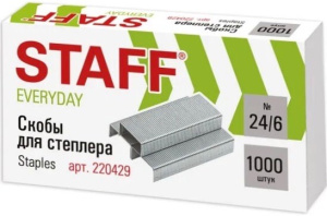 Скобы для степлера №24/6, 1000 штук, STAFF "EVERYDAY", до 30 листов 220429 купить