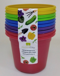 Горшок  0.52л 11,0*8,5см круг.ДУО разноцвет./10шт упак купить
