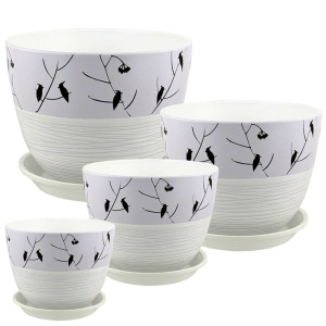 Горшок Роспись милан птицы сиреневые 0.8л 13см купить