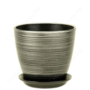 Горшок Роспись бутон черн/серебро 2л 15см  купить