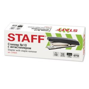 Степлер №10 STAFF "Basic", до 10 листов, с антистеплером, черный, 224625 купить