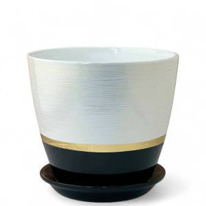 Горшок Поталь бутон эстет золото/чер. 1.7л  15см 2 из 4-х  купить