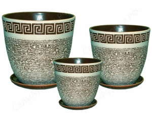 Горшок Бутон Меандр бел-черн 12см 0.9л 1 из 3-х купить