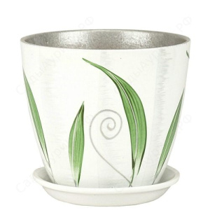 Горшок Роспись бутон мотив зел.18см   купить