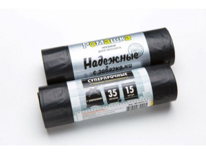 Мешки 35л д/мусора с завязками, 15шт, НАДЕЖНЫЕ, черн, РОМАШКА купить