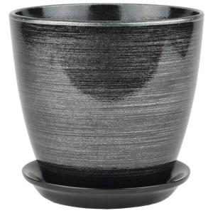 Горшок Роспись бутон черн/серебро 5л 21см  купить