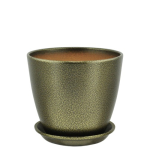 Горшок Глянец бутон мет.черн/зол.12см 1л купить