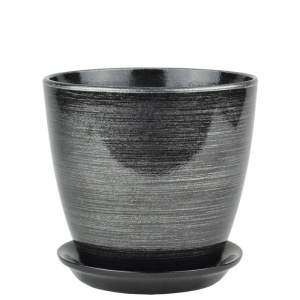 Горшок Роспись бутон черн/серебро 1.7л 15см  купить