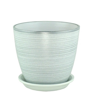 Горшок Роспись бутон бел/серебро 2л 15см  купить