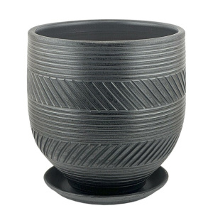 Горшок Страйп графит овал 5.5л d20h23см купить