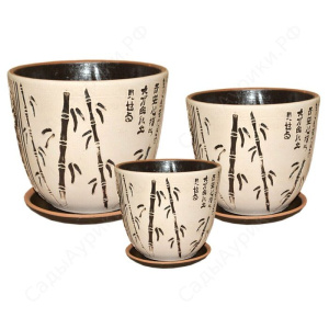 Горшок Бутон Бамбук бел 12см 1 из 3-х  1л купить