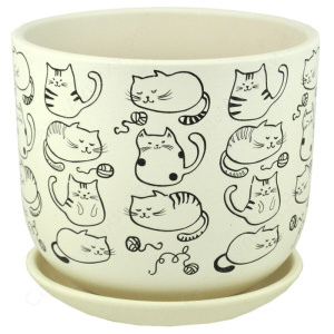 Горшок бук коты белый N3 2.9л d18см купить