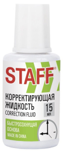 Корректирующая жидкость STAFF Basic быстросохнущая, 15 мл, с кисточкой, 226055 купить
