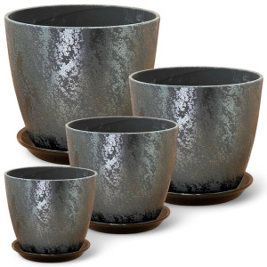 Горшок Роспись бутон шелк черный кмпт из 4-х купить