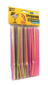 Трубочки д/коктейля НЕОН гофр.  купить