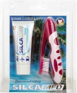 Набор Дорожный SILCAMED Family Зубная щетка средней жесткости + Зубная паста 30г купить