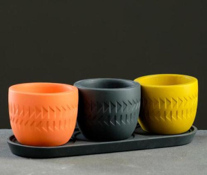 Набор горшков Этно (лосось,оливка,антрацид) vs5131 купить