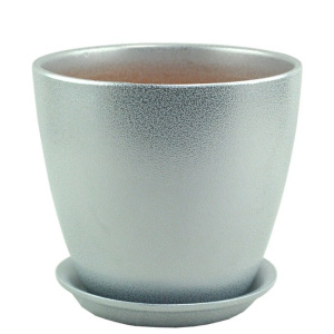 Горшок Глянец бутон мет.бел/сер.18см 3.2л купить