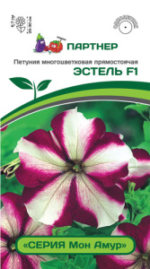 Петуния Мон Амур Эстель F1 прямостоячая бело-пурпурная  купить