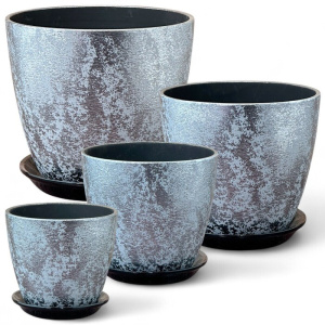 Горшок Роспись бутон шелк серый кмпт из 4-х купить