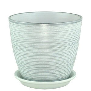 Горшок роспись бутон бел/серебро 3.8л 18см купить