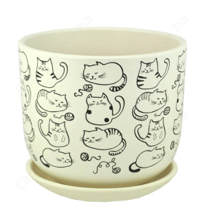 Горшок бук коты белый N2 1.6л d15см купить