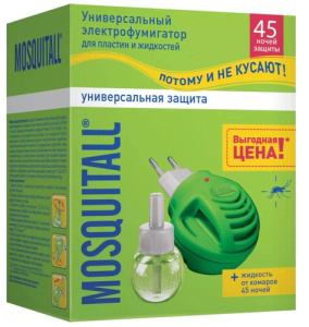 Комплект фумиг.+жид. MOSQUITALL 45дн.унив. от комаров/24/100мл/24 купить