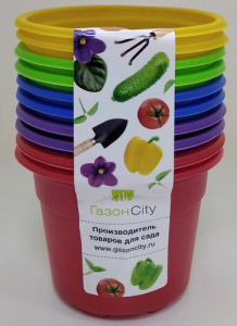 Горшок  0.3л 9*6,8 см круг.ДУО разноцветн./10шт упак купить