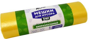 Мешки 60л д/мусора БИОРАЗЛОГАЕМЫЕ 20шт/рул желт.аромат. купить