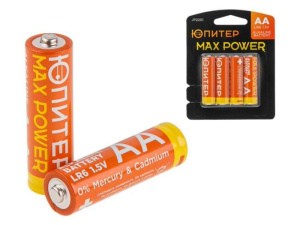 Батарейка AA LR6 1,5V alkaline 4шт. ЮПИТЕР MAX POWER, арт.JP2201/12 купить