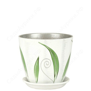 Горшок Роспись бутон мотив зел. 12см 1л купить