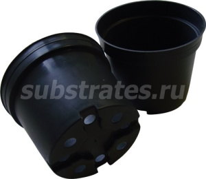 Горшок 0.5л 10*8 см круглый черный купить