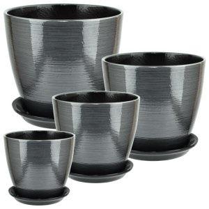 Горшок Глянец бутон графит 0.9л d12h12  1 из 4-х купить