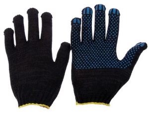 Перчатки х/б 7,5кл. ЛАЙТ черные с ПВХ купить